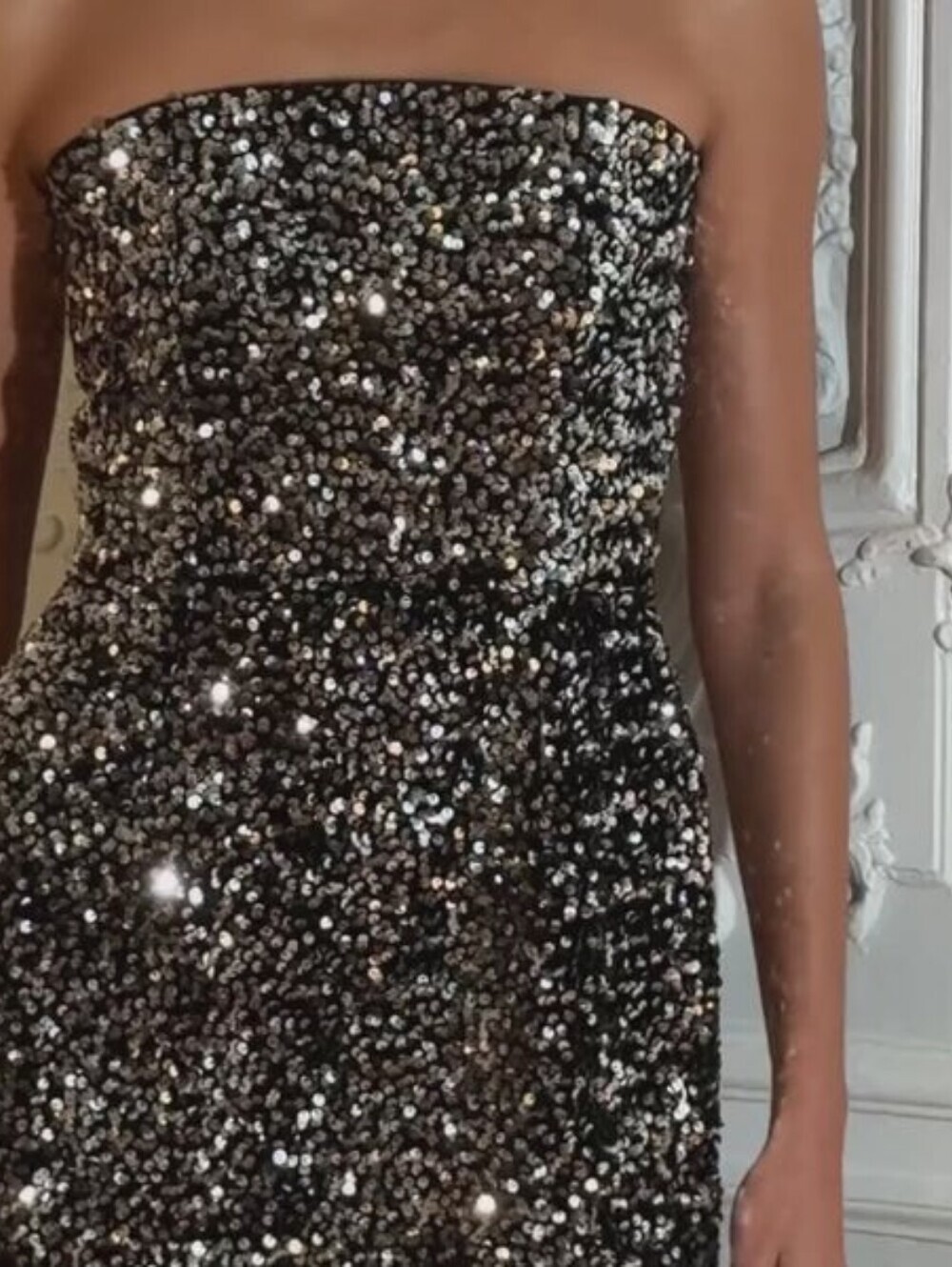 3030 Black Sequin Mini Dress with Matching Handbag | New With Tags | Size Medium